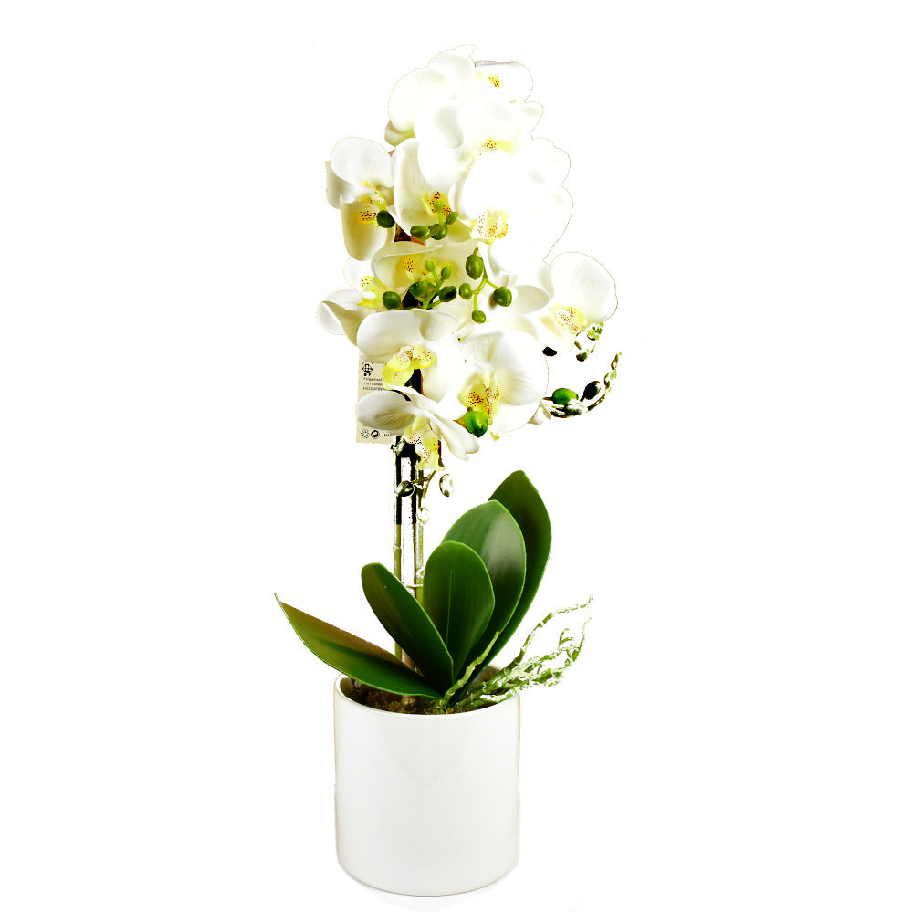 Mű orchidea, fehér cserepes műnövény, valódi tapintás 60cm