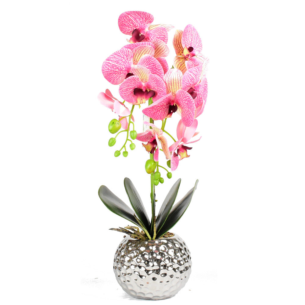 Mű orchidea,gömb alakú cserepes műnövény,  valódi tapintás 50cm